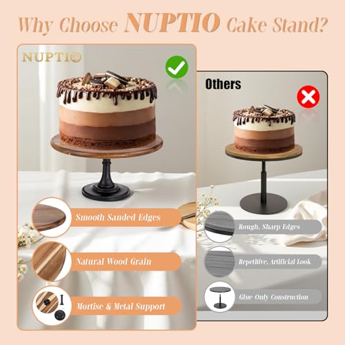 NUPTIO Wooden Cake Stand Set, Round Dessert Display Holder, 3 Pcs - size: Diam 7.87"/9.84"/11.81" (3-Piece Set)