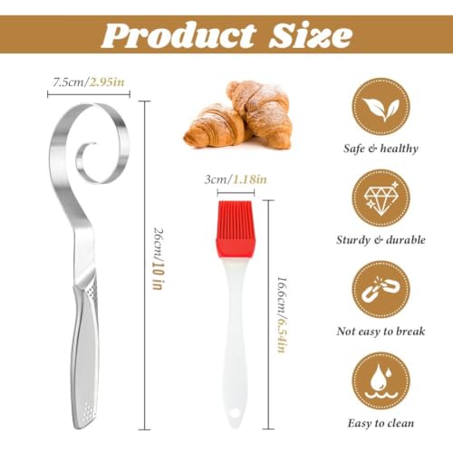 10" Stainless Steel Danish Dough Whisk with Silicone Basting Brush
