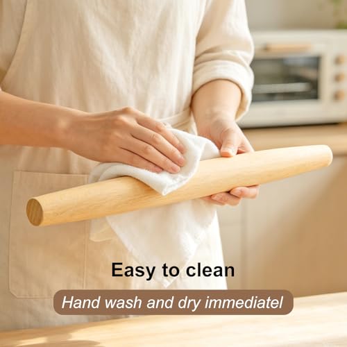 Syn-zer 17 Inch French Rolling Pin, Solid Beech Wood
