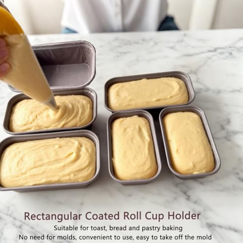 50 Pcs Mini Loaf Pan Liners, Kraft Paper Baking Pans, Coffee Brown - color: Small-rectangular-50-A