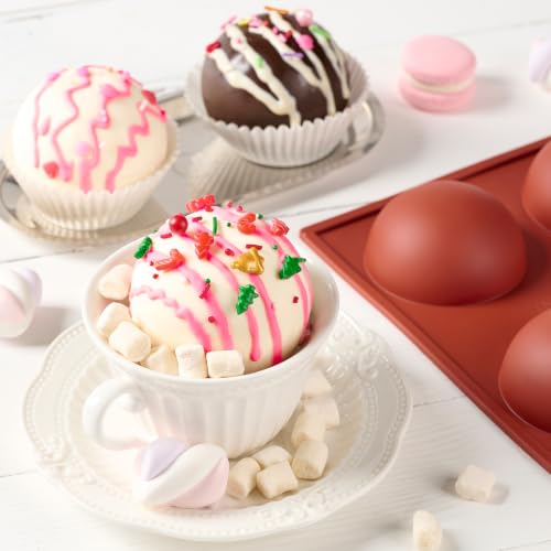 JOERSH Semi Sphere Silicone Hot Chocolate Bombs Molds, 3Pcs, 6-Cavity - color: 6 Large (3 Pack)