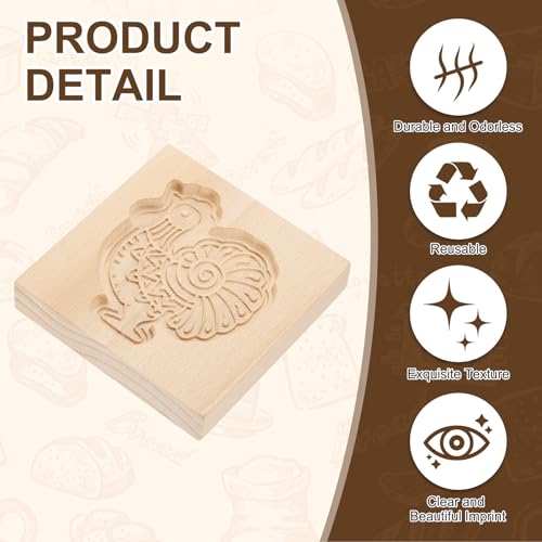 uxcell Cookie Stamp Wooden Cookie Cutter Baking Tools Rooster