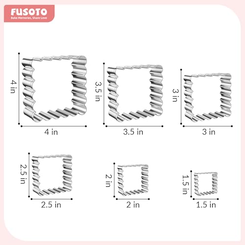 FUSOTO 6PCS Square Cookie Cutter Set - Square Shaped, 1.5-4 Inch - color: Square