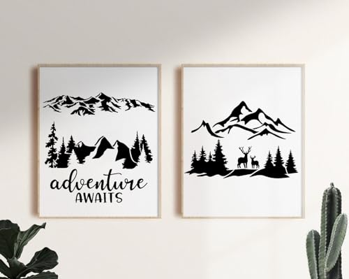 Mountain Stencils for Wood Burning Tree Stencil - style: Mountain