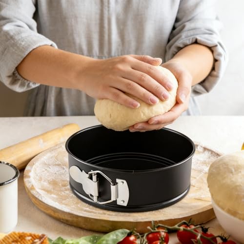 STARVAST 6 Pack 6 Inch Springform Pan - Non-Stick Mini Cheesecake Pans with Removable Bottom - Carbon Steel Leakproof Cake Molds for Baking, Instant Pot, Mousse (Black)