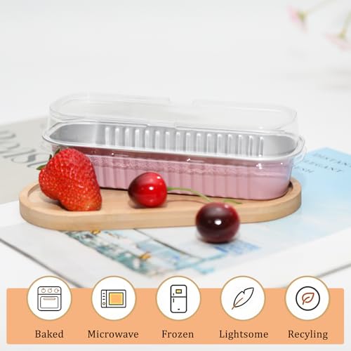50 Pack 6.8oz Mini Cake Pans with Lids, Pink - color: Pink, size: Rectangle