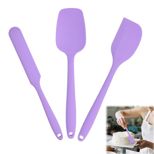 Rubber Spatula Food Grade, Silicone Heat Resistant Spatulas for Cooking - color: Purple, size: 3 Pack