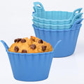 Koluti Reusable Silicone Baking Cups Set of 4, Nonstick Muffin Cupcakes Mold with Double Handle, BPA Free, Small Round Air Fryer Cupcake Liners, 2 Color - size: Large Size Round-2Colors-4Set