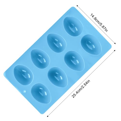 3Pcs 8-Cavity Easter Silicone Egg Molds, Egg Shaped Cake Pop Mold, Baking Supplies for Making Chocolate Jello Candy Dessert Muffin Mousse Pastry (Blue) - color: Blue