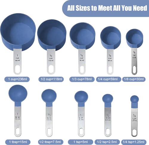 Measuring Cups and Spoons Set - color: Blue