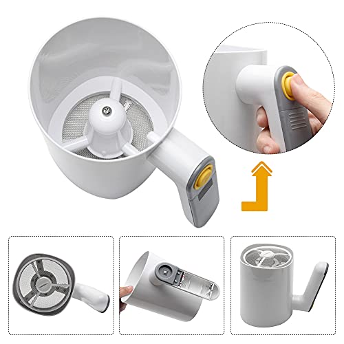 Electric Flour Sifter, Handheld Battery Operated Stainless Steel Mesh Shaker, Fine Mesh Cup Shape Powder Shaker Strainer Kitchen Cooking Baking Pastry Tools 4 Cup/1L Capacity