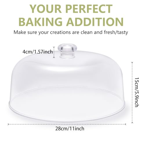 11-inch Plastic Acrylic Cake Dome Cover, Suitable for Cake Stand Plates Transparent Cake Cover(Transparent Handle)