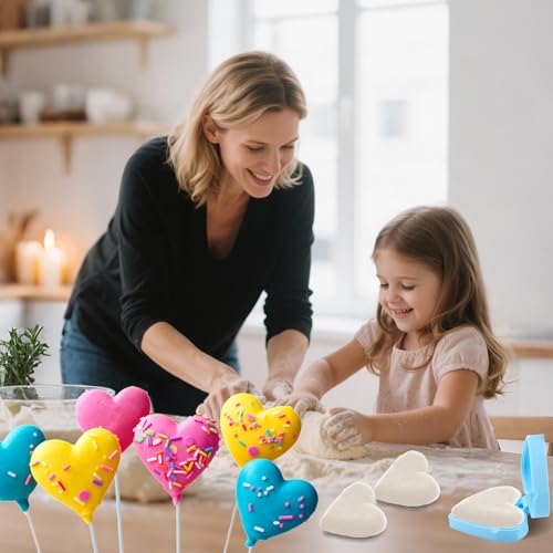Heart Cake Pop Maker, Blue Plastic Cake Pop Heart Maker - style: Heart