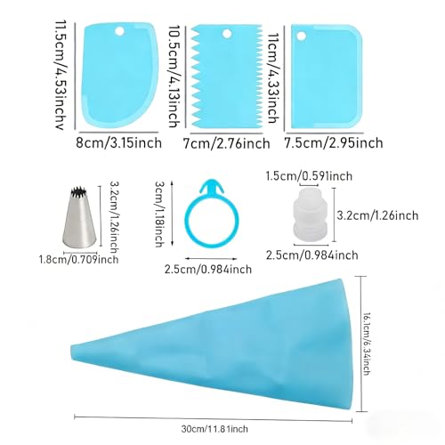 21pcs Cake Decorating Kit – Reusable Silicone Bags & 16 Piping Tips Set-BLUE