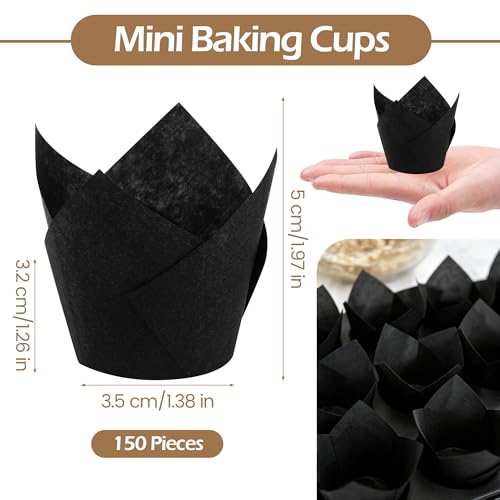 Ruisita 150 Pcs Black Mini Cupcake Liners Muffin Liners Baking Cups - color: Black