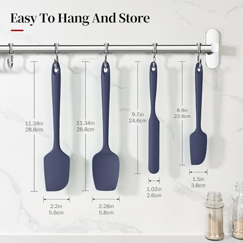 600ºF Heat Resistant Silicone Spatula Spoonula Set of 4, Blue - color: (3) Midnight Blue, size: 4 Spatulas