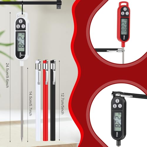 Copkim 6 Pcs Food Thermometer Instant Read Probe BBQ,Black, White, Red - color: Black, White, Red
