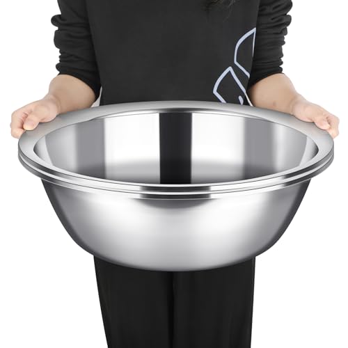 Nuogo 2 Pack Large Mixing Bowls 17 Quart Stainless Steel Flat Base