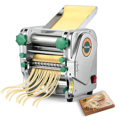 Commercial Pasta Maker Machine,Electric Noodle Maker&Dumpling Machine for Home Use,Stainless Steel Dual-Cutter No Disassembled-3/9mm Width Noodle/Thickness Dough-Auto Noodle Sheeter - size: XL180-3/9US