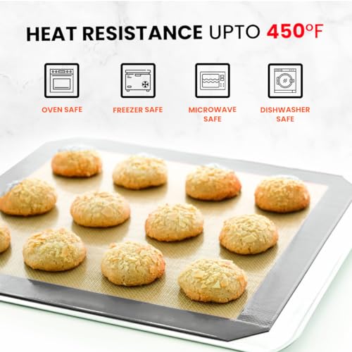 Silicone Baking Mat 2 Pack, Half Sheet 16.5 x 11.6, Non-Stick Liner for Oven - size: 2 Half Sheets