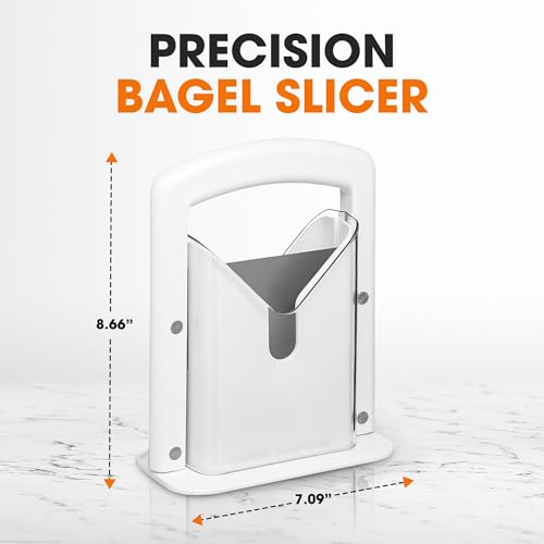 Cheer Collection Guillotine Style Bagel Slicer with Safety Shield - Sharp Serrated Stainless Steel Blade for Cutting Bagels - Fits Bagels up to 2" Thick and 4.5" Diameter…