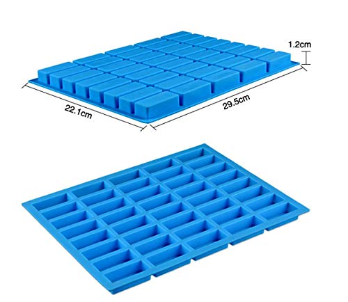 Mity rain 40 Cavities Rectangle Silicone Mold - Caramel Candy Trays Molds for Chocolate Truffles, Ganache, Jelly, Praline, Ice Cube Tray, Gummy(blue) - color: 1PC