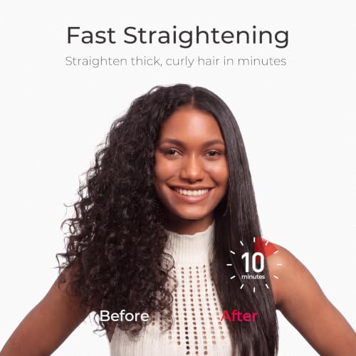 TYMO Hair Straightener Brush - Ionic Mini Straightening Brush for Women - color: Black, size: 2.0 Inch