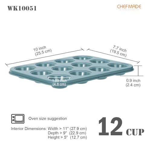 CHEFMADE Mini Muffin Pan, 12 Cups Non-Stick Tiny Cupcake Pan Bakeware - size: Mini Muffin 12 Cups