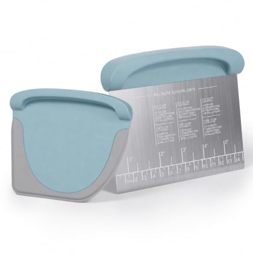 2 IN 1 Upgrade Bench Scraper, Dough Scraper, Stainless Steeel with Scale - color: Blue