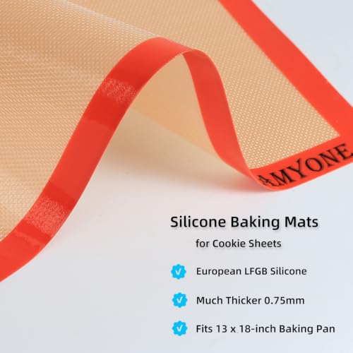 AMYONE Silicone Baking Mats, 11.6 x 16.5 Inch Half Sheet Pan Liners, 2 Pack - size: 16.6"L x 11.6"W
