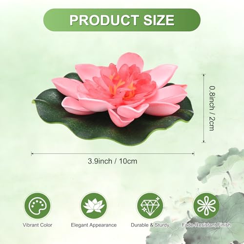 M METERXITY 1-Set Artificial Floating Lotus Flower 4 Inch, Dark Red - color: Dark Red, size: 3.9 Inch