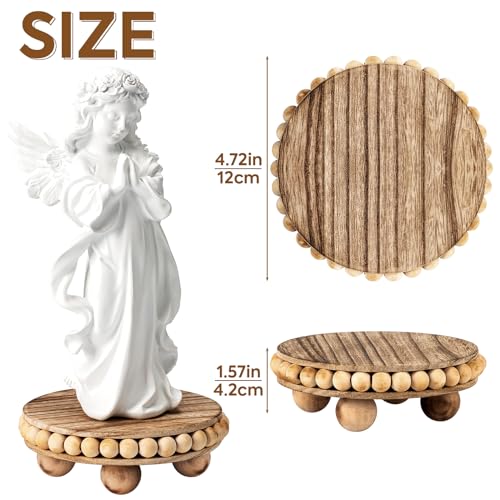 HouseJoy 2pcs Wood Risers for Display, Round Stand for Distressed Decor