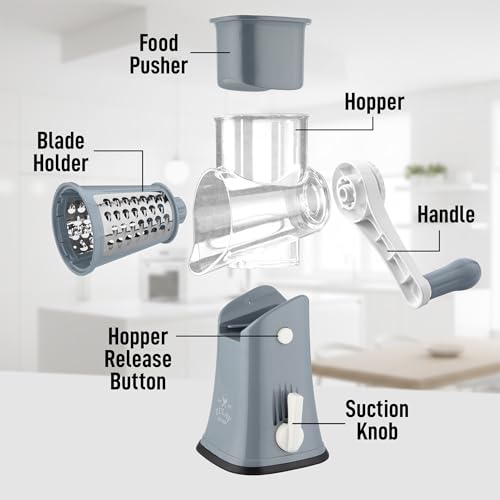 Rotary Cheese Grater Hand Crank, Vegetable Shredder - Gray & White - color: 05 - White and Gray