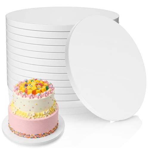 10 Inch White Corrugated Cake Drum Boards, 0.5 Inch Thick Heavy Duty Round Cardboard Cake Base, 12 Pack Greaseproof Cake Circles for Layer Cake Bakery Wedding Birthday Display