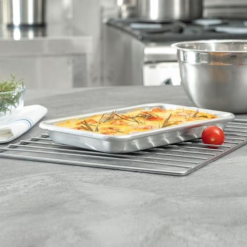 Restaurantware 1/8 Size 19 Gauge Aluminum Sheet Pan, Beaded Rim, 1 Count - size: 1/8 Size