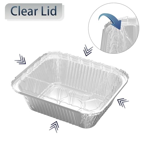iHomeSet 25 Pack 1 lb Aluminum Foil Pan 16 oz with Clear Plastic Lids - size: 1 lb (Pack of 25), style: Tin Pans with Plastic Lids
