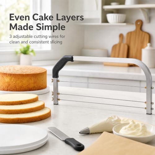 Cake Leveler,3 Blades Adjustable Cake Slicer Stainless Steel