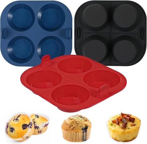 Webake 3PCS Silicone Air Fryer Muffin Pan for Baking 4 Cavity Air Fryer Egg Bites Silicone Mold, Nonstick BPA Free Muffin Tins - size: Muffin
