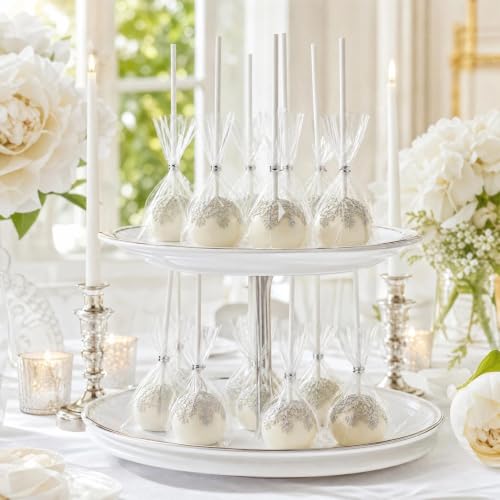 600Pcs Lollipop Stick, 6IN Cake Pop Sticks with Clear Treat Bags & Silvery Twist Ties, Cake Pops Making Tools for Lollipops, Candies, Chocolates Cookies - color: Silvery 600Pcs
