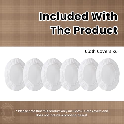 6 Pack Bread Proofing Basket Covers Liners fit 8in Oval - size: 8inch Oval
