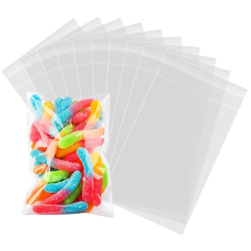 200 Pcs Self Sealing Cellophane Bags, 5x7 Inches Cookie Bags, Resealable Cellophane Bags Self Adhesive for Bakery Cookies Candy Snack - size: 5'' x 7''