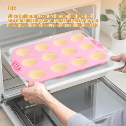 JEPELUS 2 Pack Silicone Muffin Pan for Baking with Oil Brush Spatula