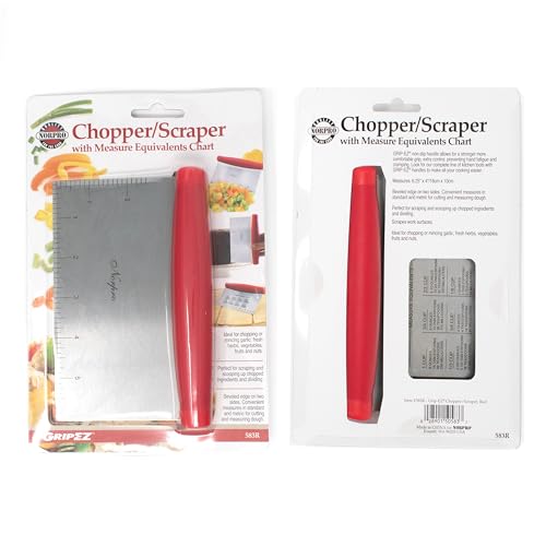 Norpro Grip-EZ Stainless Steel Pastry Bench Scraper and Food Chopper, Red - color: Red