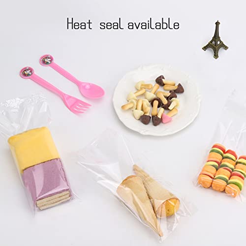 Tecbeauty 300pcs 3 x 11 Cellophane Bags Pretzels Clear Treat Bags Long Cello Cookie Bags for Chocobananas, Candy Kabob, Clear Bags with Ties - color: 3x11 Inch