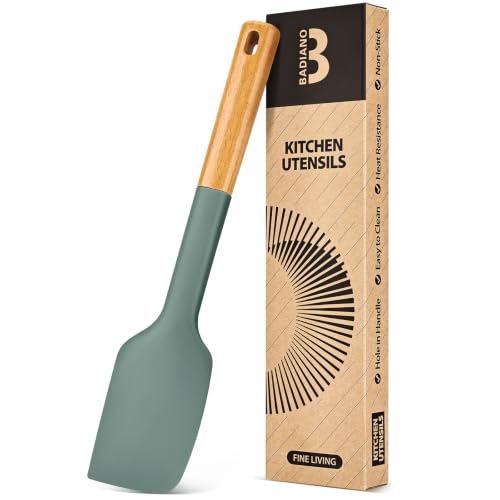 Badiano Silicone Heavy-Duty Spatula, Rubber Scraper for Nonstick Cookwares - color: Forest Green
