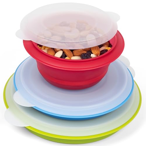Progressive International CB-20 Storage Bowls with Lids, Set of 3, teal, green and red - style: Snap-On Lid