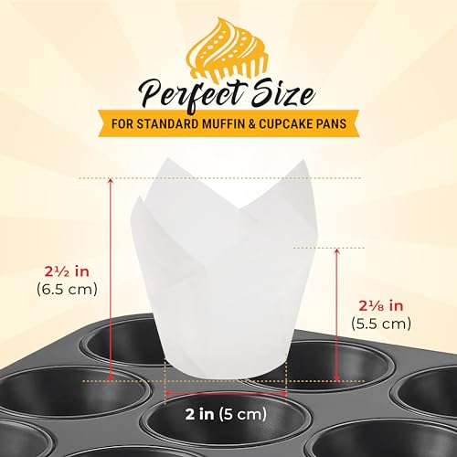 Tulip Cupcake Liners, Muffin Liners for Baking by Baker's Signature - color: 3.White