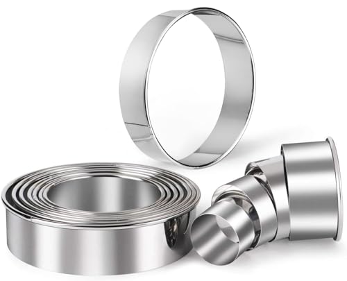 HULISEN Biscuit Cutter Set 11-Pc, Stainless Steel Round Cookie Cutters - style: 11 Sizes - Flat
