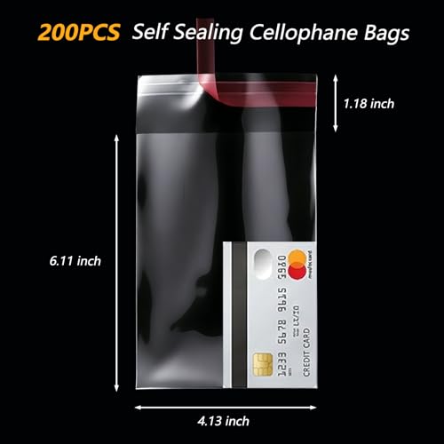 Clear Self Sealing Cellophane Bags 4x6 inch 200 Pcs, 1.4 Mil Thick Self Sealing Cookie Bags for Gift Packaging, Food Safe Treat Bags for Bakery, Candy, Postcards & Photos, Resealable Cello Sleeves - color: 4x6 Inch (Pack of 200)