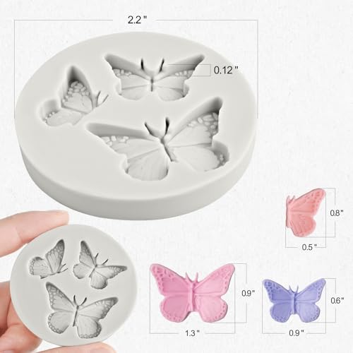 JOERSH Mini Butterfly Silicone Fondant Mold, 3Pcs - style: Butterfly